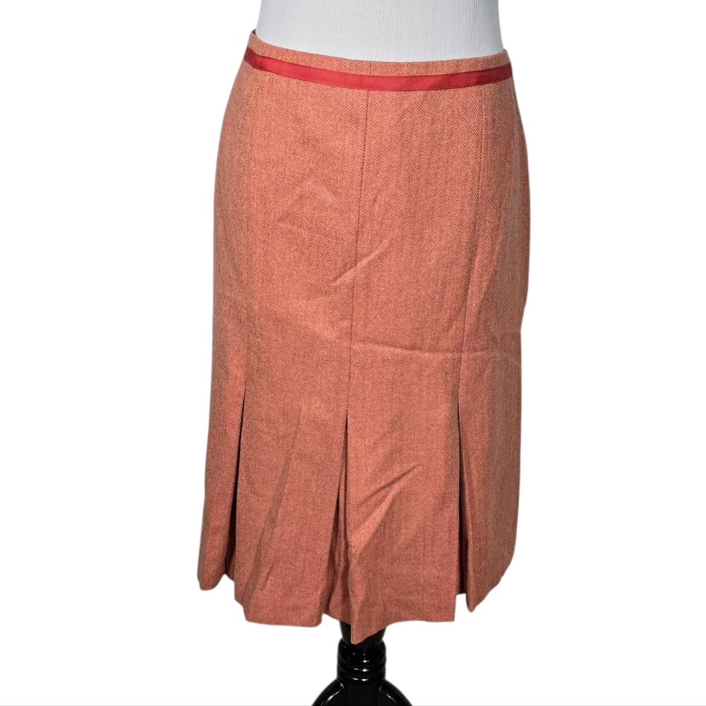 Talbots Petites 14 Coral Peach Wool Pleated Skirt
